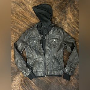 Women’s faux leather biker jacket